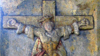 Morový sloup Nejsvětější Trojice Vesec u Sobotky reliéf sv. Starosta